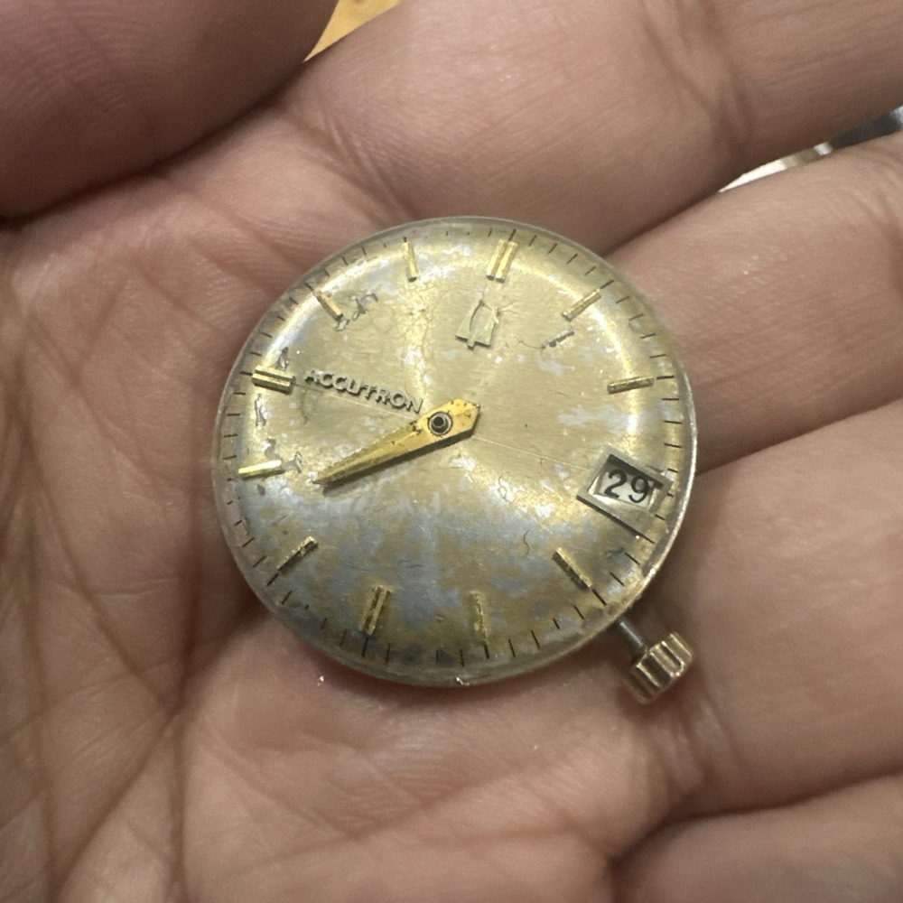 Bulova Accutron 218D Tuning Fork Watch Movement Dial With Crown For Parts/Repair